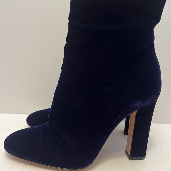 Gianvito Rossi Shoes - Gianvito Rossi Brandy High Heel Ankle Boots Royal Blue Velvet